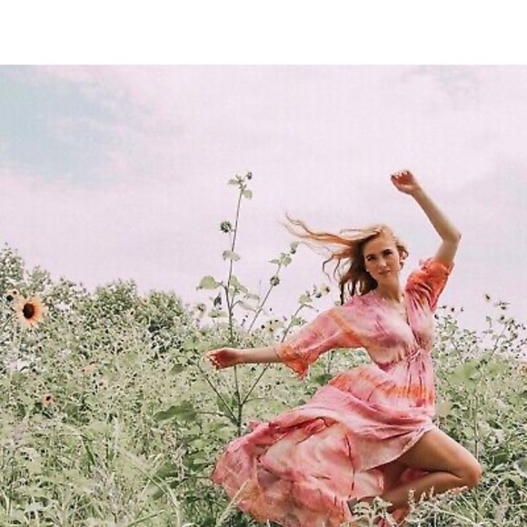 Young Fabulous & Broke Dresses Prairie Dress In Peach Bamboo Wash - Picture 4 of 12